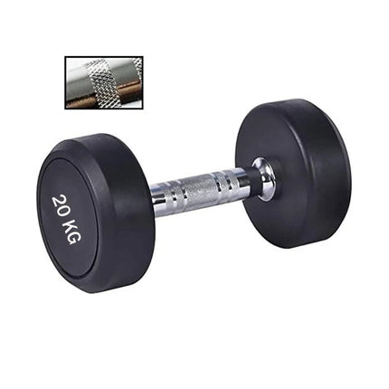 20KG Dumbbells Pair Rubber Round Lifting Hand Weights Home Gym Fitness
