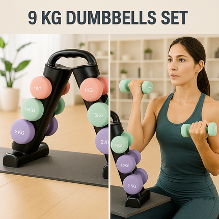 9kg Neoprene Hex Dumbbell