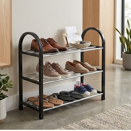 3-Tier Black Shoe Rack Stand