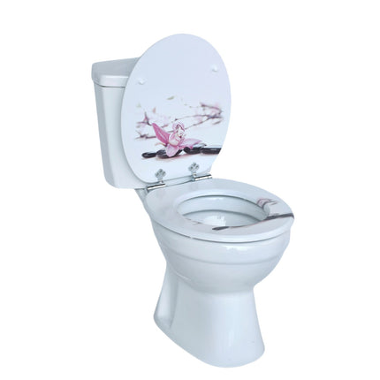 18'' Universal Wooden Toilet Seat Easy Fit Bathroom WC Seat with Fittings