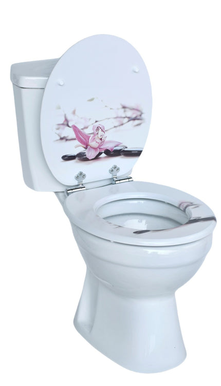 18'' Universal Wooden Toilet Seat Easy Fit Bathroom WC Seat with Fittings