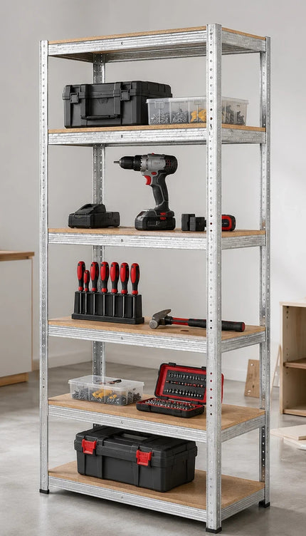 1x Heavy Duty 5 Tier Galvanised Steel Storage Rack Shelving Silver 180x90x40cm