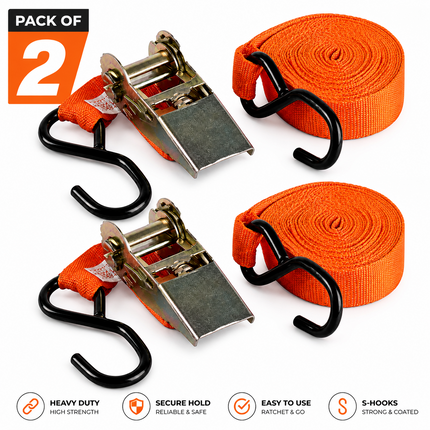 2x Ratchet Tie Down Strap 4.5m Heavy Duty Cargo Lashing Belt For Car Bike Truck