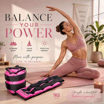1kg Pink Ankle & Wrist Weights Set – 2 Pack