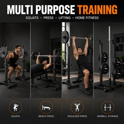 Barbell Rack Weight Lifting Bench Press Gym Multi Purpose Adjustable Squat Stand