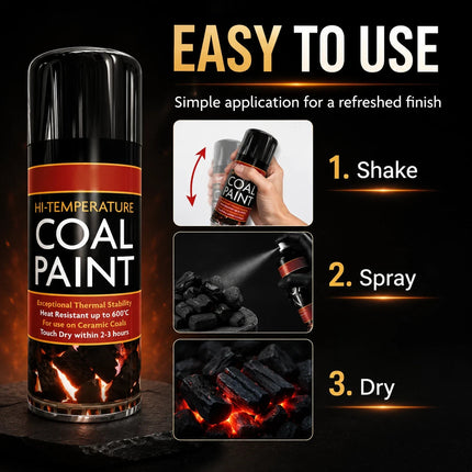 Black Coal Spray Paint 400ML High Temp Heat Resistant Ceramic Stove Gas 2-Pack