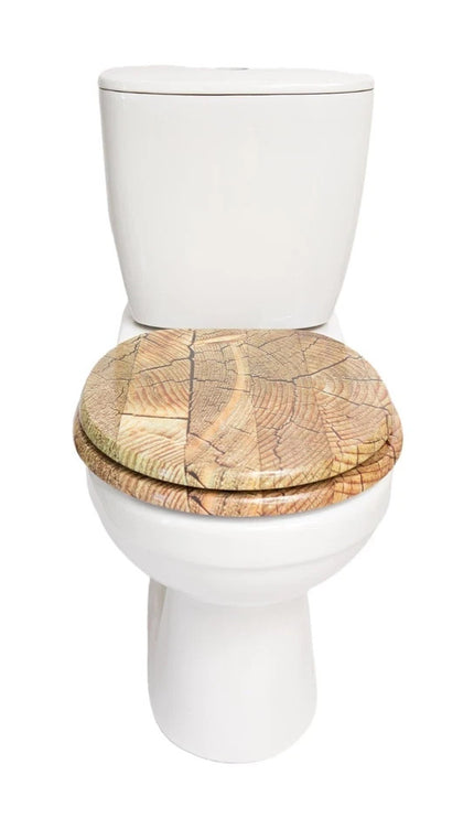18'' Universal Wooden Toilet Seat Easy Fit Bathroom WC Seat with Fittings
