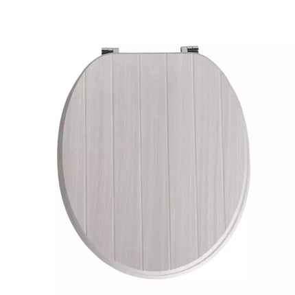 18" Universal Toilet Seat Cream Groove Wooden Bathroom WC Seat With Fittings
