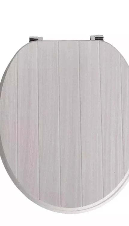 18" Universal Toilet Seat Cream Groove Wooden Bathroom WC Seat With Fittings
