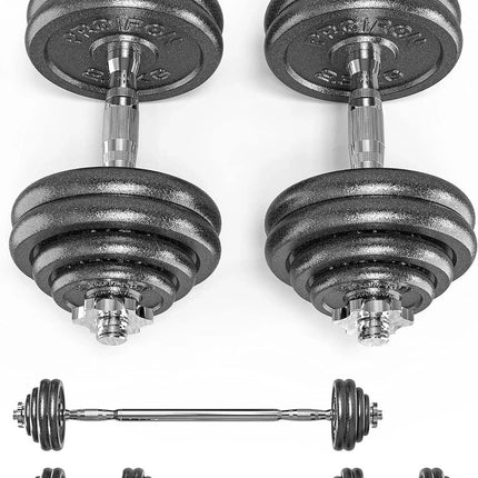 Adjustable Dumbbell Barbell Set Cast Iron 15-50KG Body Building Set - Box Damage