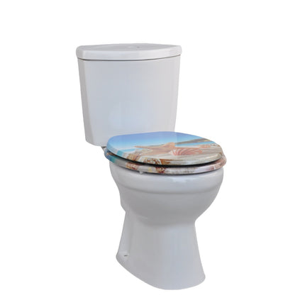 18" UNIVERSAL BATHROOM TOILET SEAT WOODEN EASY FIT WC SEAT WITH FITTINGS