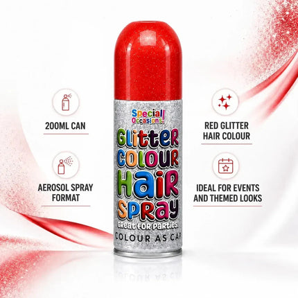 Temporary Hair Colour Spray 200ml Washable Glitter & Classic Dress Party Colours