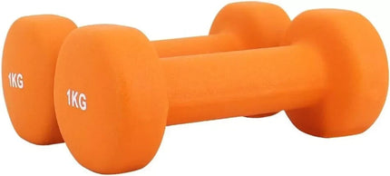 1kg x 2 Neoprene Dumbbells – Iron Hand Weights for Fitness Training (Orange)