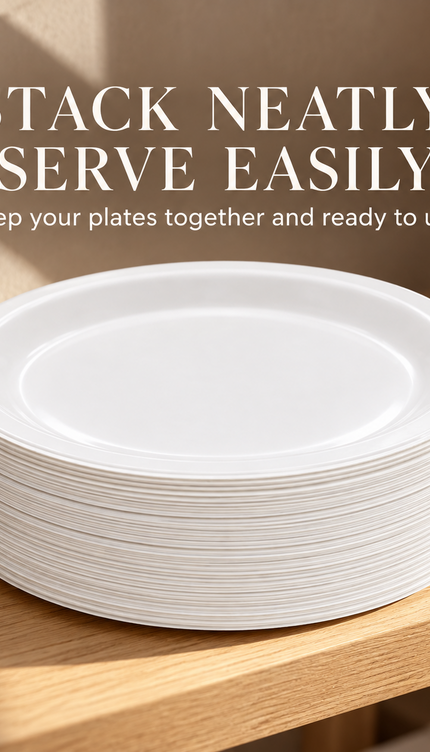 50 Pack White Disposable Paper Plates Biodegradable 9 Inch