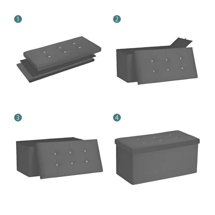 OTTOMAN STORAGE BOX FOLDING STORAGE OTTOMAN POUFFE BENCH SEAT TOY BOX 76cm