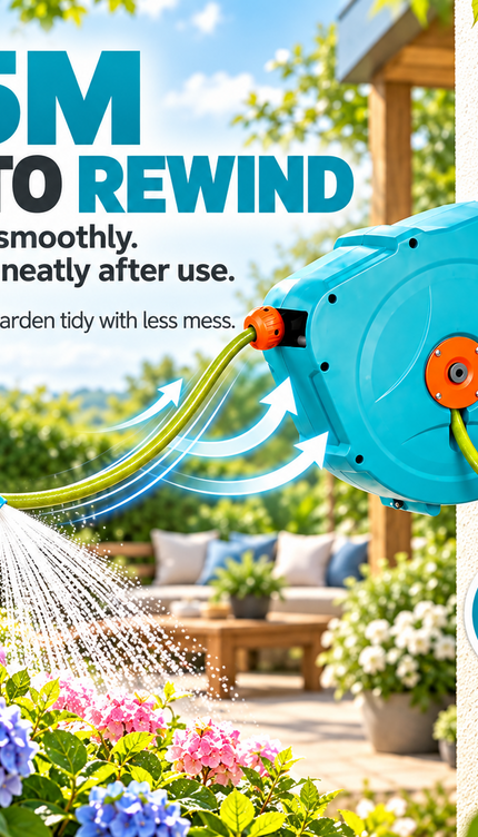 15M Wall Mounted Retractable Hose Reel with Spray Nozzle