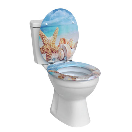 18" Universal Toilet Seat MDF Wooden Bathroom WC Easy Fit + Fittings Novelty