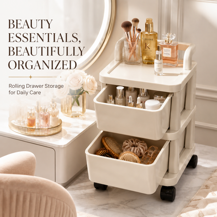 Plastic Storage Trolley Drawer Cabinet Home Office Kitchen Bathroom On Wheels