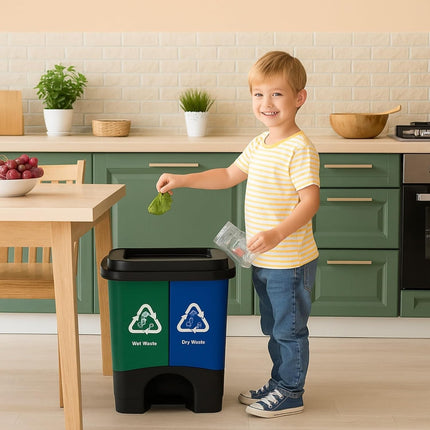 16L 20L 40L Recycling Pedal Bin Double Compartment Kitchen Waste Dustbin
