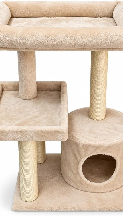 Mid-Height Cat Tree Tower 80CM Multi Level Activity Centre Sisal Scratching Post