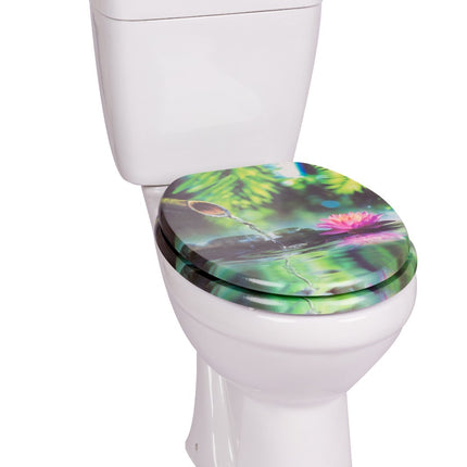 18" UNIVERSAL BATHROOM TOILET SEAT WOODEN EASY FIT WC SEAT WITH FITTINGS