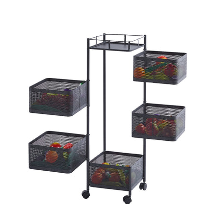 Storage Rack 6 Tier Rotating Kitchen Vegetable Trolley Cart Organizer Shelf
