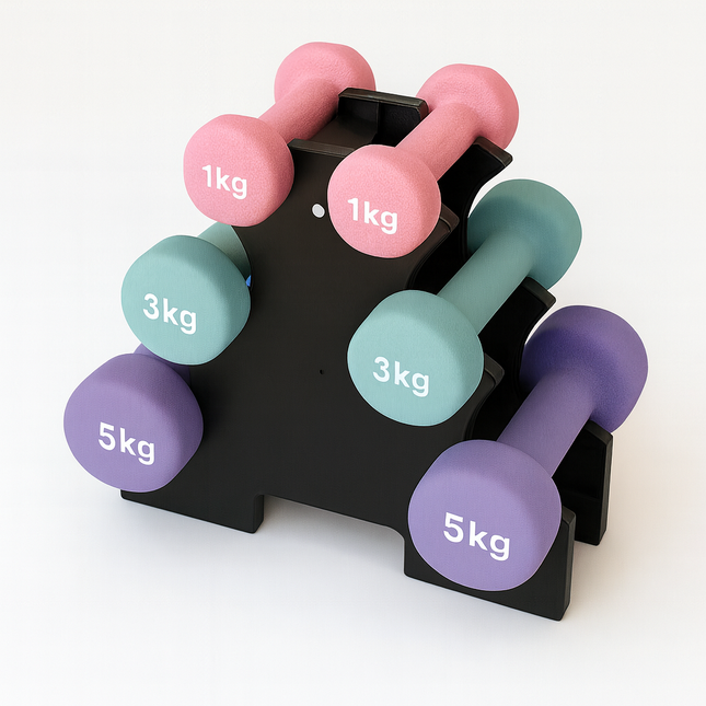 18kg Neoprene Hex Dumbbell Set