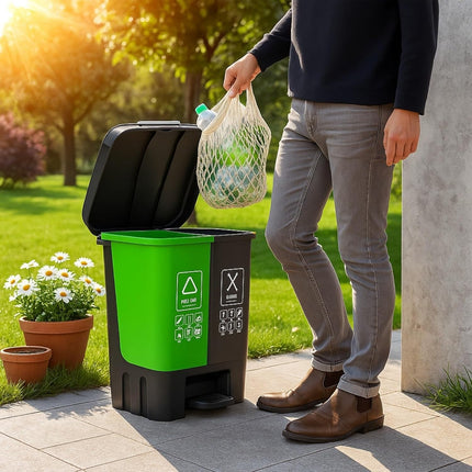 16L 20L 40L Recycling Pedal Bin Double Compartment Kitchen Waste Dustbin