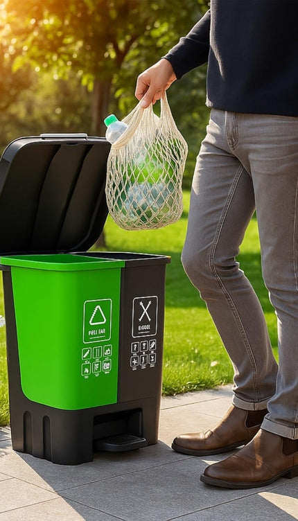 16L Recycling Pedal Bin Double Compartment Kitchen Waste Dustbin