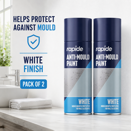 2-Pack Anti Mould Spray Paint Durable One Coat White Aerosol Can Rapide 400ml