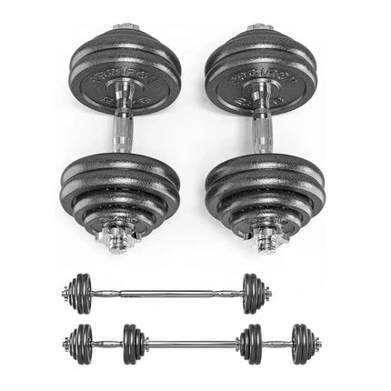 50KG Adjustable Cast Iron Dumbbell Barbell Set Home Gym Weight Training Kit