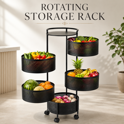 Storage Rack 6 Tier Rotating Kitchen Vegetable Trolley Cart Bathroom Shelf