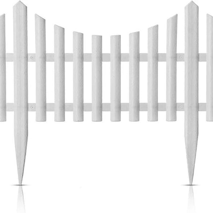 Lawn Border Edge Fence 10pcs White Plastic Wood Effect Garden Edging Picket