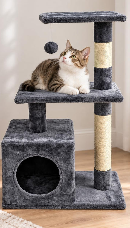 85cm Cat Tree Tower Sisal Scratching Post Condo Perch Activity Centre for Cats