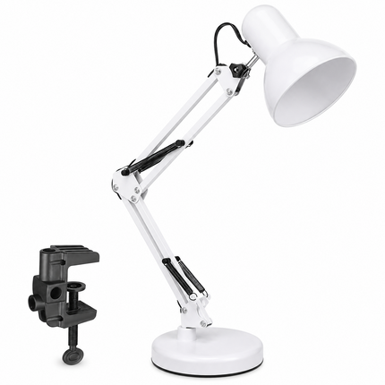 Adjustable Architect Desk Lamp E27 with Base & Clamp Metal Swing Arm Study Light