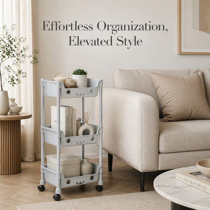 3/4 Tier Storage Trolley Cart on Wheels 4 Tier Kitchen Bathroom Laundry Rolling