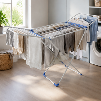 Winged Folding Clothes Airer Heavy Duty Metal Laundry Drying Rack Indoor 25M