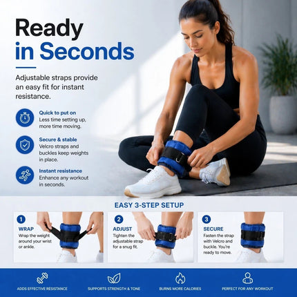Ankle Wrist Leg Weights Straps 2 PCS Running Yoga Gym Training Exercise Fitness