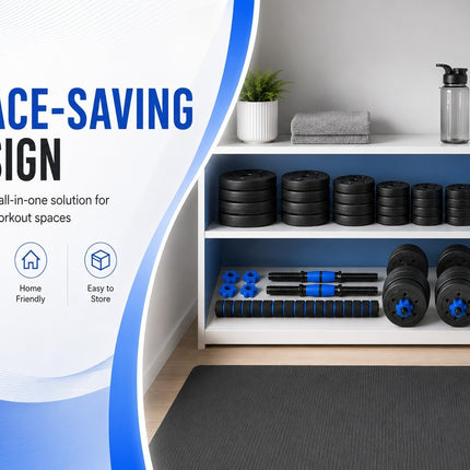 Adjustable Dumbbell & Barbell Set-Blue