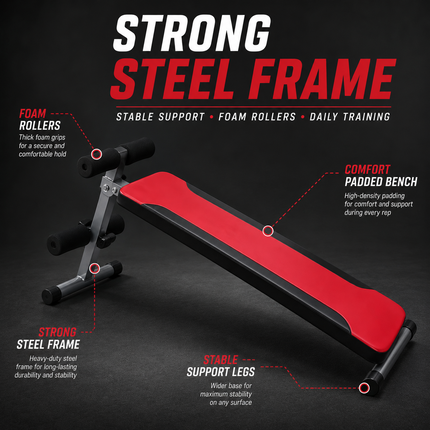 Sit Up Bench With Reverse Crunch Handle Core Workout Gym Adjustable Weight Bench