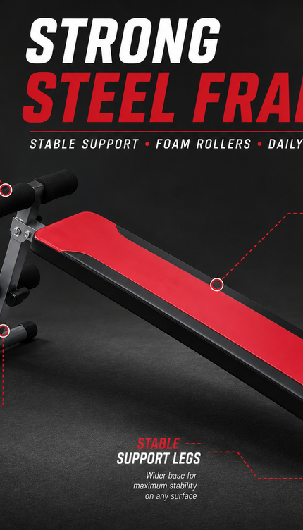 Sit Up Bench With Reverse Crunch Handle Core Workout Gym Adjustable Weight Bench