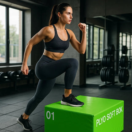 15cm Green Soft Plyometric Jump Box Stackable Foam Gym Fitness Exercise Plyo Box
