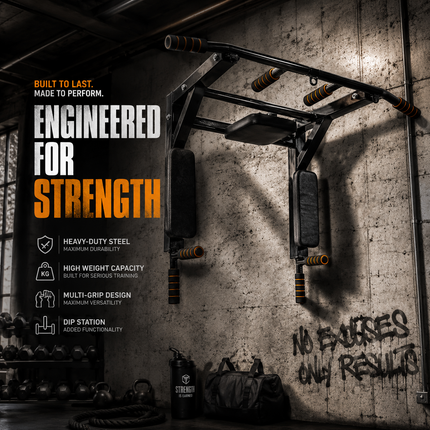 Pull Up Bar Wall Mounted Chin Up HDuty Power Tower Dip Station Multifunctional
