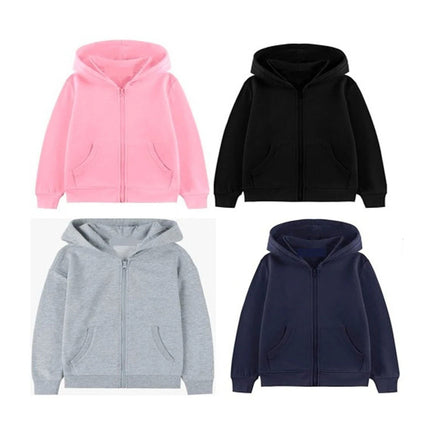 Kids Zip Hoodie for Boys & Girls - 2 Pockets Casual Activewear School Hood