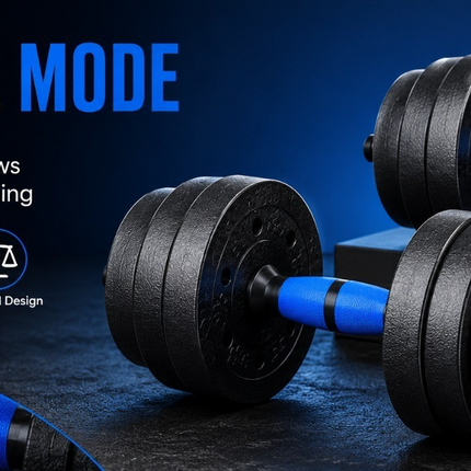 Adjustable Dumbbell & Barbell Set-Blue