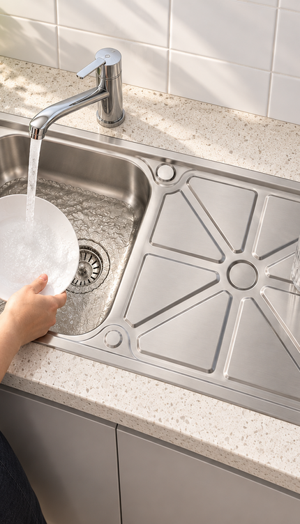 Kitchen Sink Stainless Steel Single Bowl 80x50cm with Drainer Board