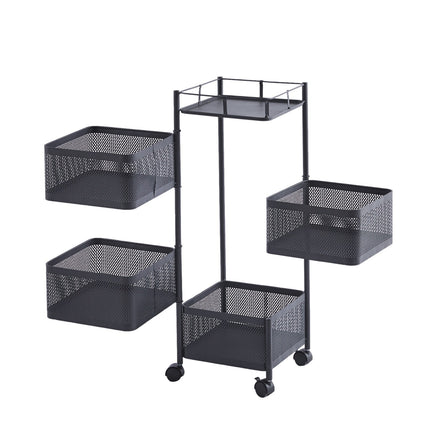5 Tier Rotating Kitchen Storage Rack Vegetable Trolley Cart Shelf Organizer