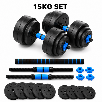 Dumbbell Barbell Set 15KG Complete Home Exercise System