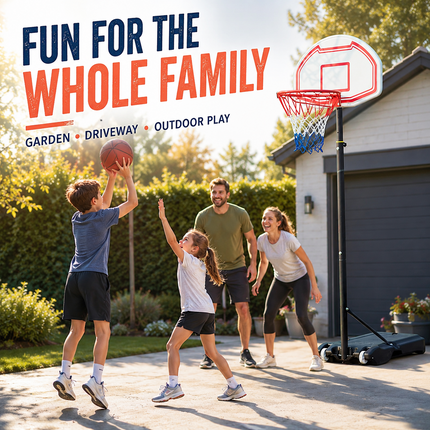 Portable Basketball Hoop Stand Adjustable 6.5-10FT Height Backboard Wheeled Base