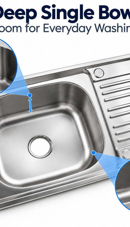 Stainless Steel Kitchen Sink with Drainer – 75 × 45 cm